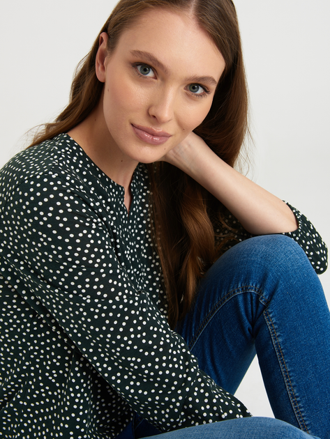 Bluzka damska w kropki Greenpoint TOP726W22DOT09 36 Czarna (5903245340120) - obraz 5