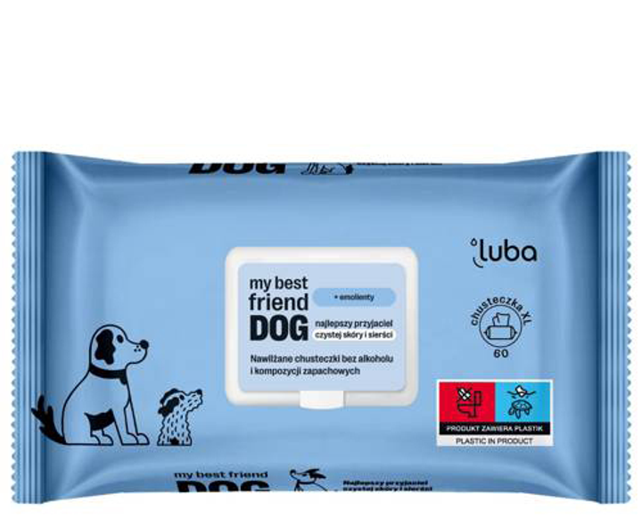 Вологі серветки Luba my best friend DOG для очищення та захисту шкіри та шерсті 60 шт (5903968221492) - зображення 1