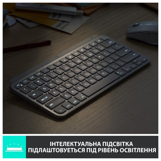 Клавіатура Logitech MX Keys Mini Wireless Illuminated UA Pale Gray (920-010499) - зображення 4