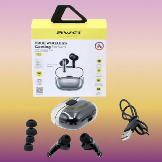 Беспроводные Bluetooth наушники AWEI T52 TWS вакуумные в кейсе Черные ...