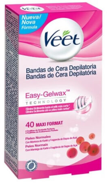 Woskowe paski Veet Easy-Gelwax Depilatory Wax Bands Normal Skin 40 szt (8410104882082) - obraz 1