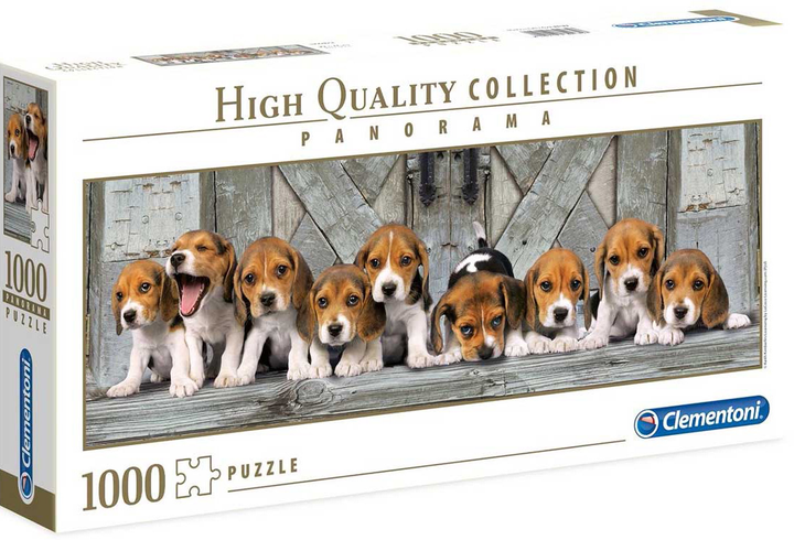 Puzzle Clementoni Panorama Little Beagles 98 x 33 cm 1000 elementów (8005125394357) - obraz 1