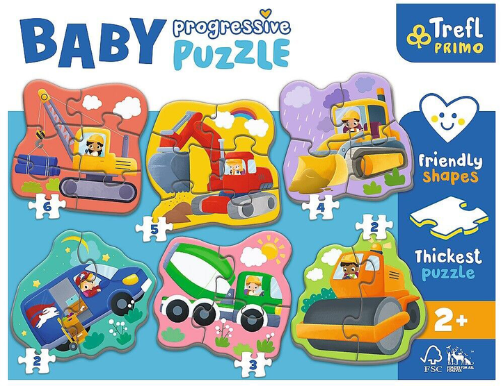 Набір пазлів Trefl Baby Progressive Транспортні засоби 6 x 22 деталі (5900511440041) - зображення 2