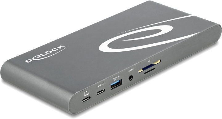 Stacja dokująca Delock 2xDisplayPort/HDMI/3xUSB3.2/RJ45 Ethernet/Audio/2xUSB-C Grey (4043619877720) - obraz 4