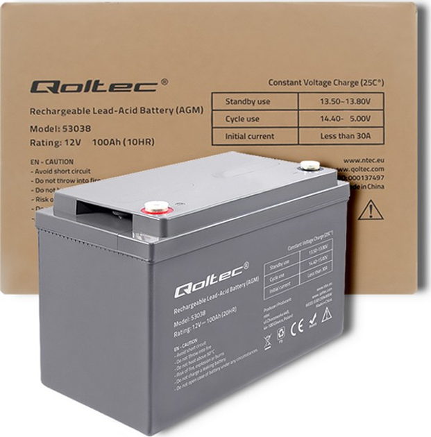 Akumulator Qoltec AGM 12V 100Ah max 1200A 53038 (5901878530383) - obraz 5