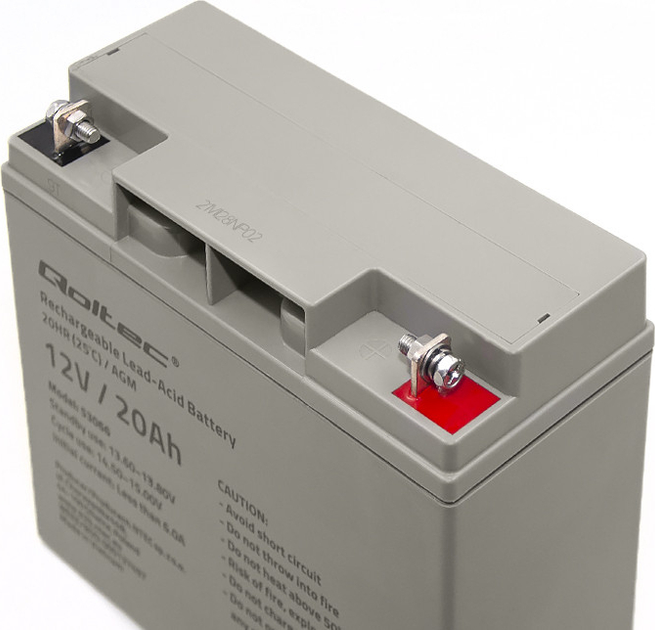 Акумуляторна батарея Qoltec AGM 12V 20Ah max. 300A 53066 (5901878530666) - зображення 3