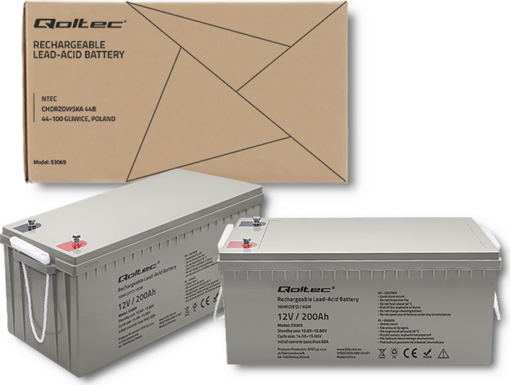 Akumulator Qoltec AGM 12V 200Ah max. 3000A 54.1kg 53069 (5901878530697) - obraz 7