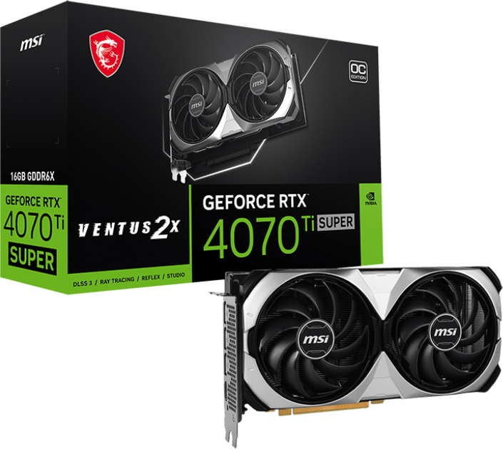 Видеокарта MSI PCI-Ex GeForce RTX 4070 Ti Super 16G Ventus 2X OC 16GB GDDR6X (256bit) (2655/21000) (HDMI, 3 x DisplayPort) (RTX 4070 Ti SUPER 16G VENTUS 2X OC) - изображение 6