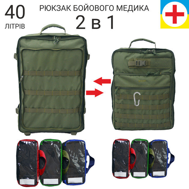 Рюкзак медичний 2в1, рюкзак бойового медика, рюкзак медика тактичний, медичний тактичний рюкзак - зображення 2