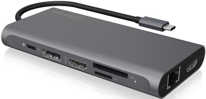 Док-станція RaidSonic Icy Box USB-C > 2xUSB-C/2xUSB3.0/2xUSB2.0/2xHDMI/DisplayPort/SD CardReader/RJ-45 Ethernet (IB-DK4050-CPD) - зображення 2