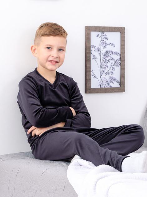 Акція на Підліткова велюрова піжама для хлопчика Носи своє 6412-030 152 см Темна графіт (p-13227-147396) від Rozetka