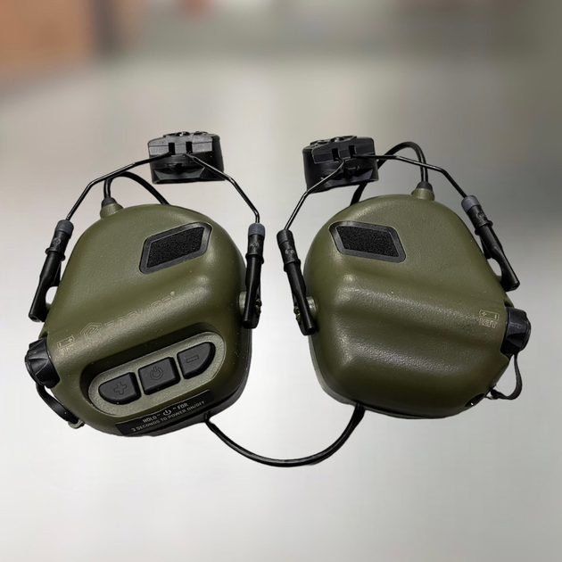 Навушники тактичні Earmor M31H, активні, з кріпленням на шолом, NRR 22, колір – Олива, активні навушники - зображення 1