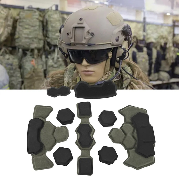 Захисні подушки для каски Фаст, Міч GEN4 (18 шт + 24 Velcro), Olive (15218) - зображення 2