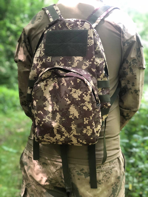 Военный тактический штурмовой рюкзак в расцветке пиксель на 20 литров с системой MOLLE для туристов и военных - изображение 2