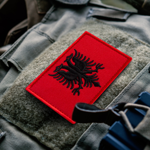 Набор шевронов 2 шт на липучке Флаг Албании, вышитый патч нашивка 5х8 см (800029840) TM IDEIA - изображение 2