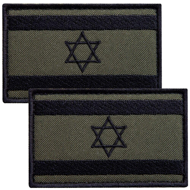 Набор шевронов 2 шт с липучкой Флаг Израиль хаки 5х8 см, вышитый патч (800030003) TM IDEIA - изображение 1