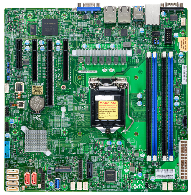 Материнська плата Supermicro MBD-X12STL-F-B (s1200, Intel C252, PCI-Ex16) - зображення 1