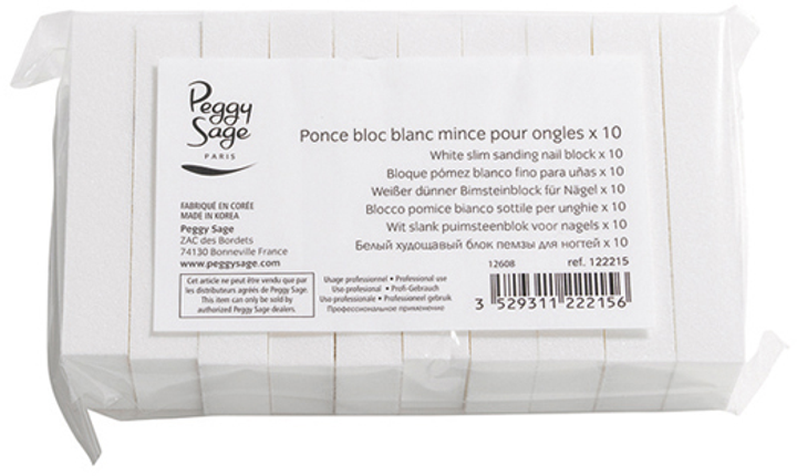 Blok polerski do paznokci Peggy Sage White Slim Sanding Nail Block cienki biały 10 szt (3529311222156) - obraz 1