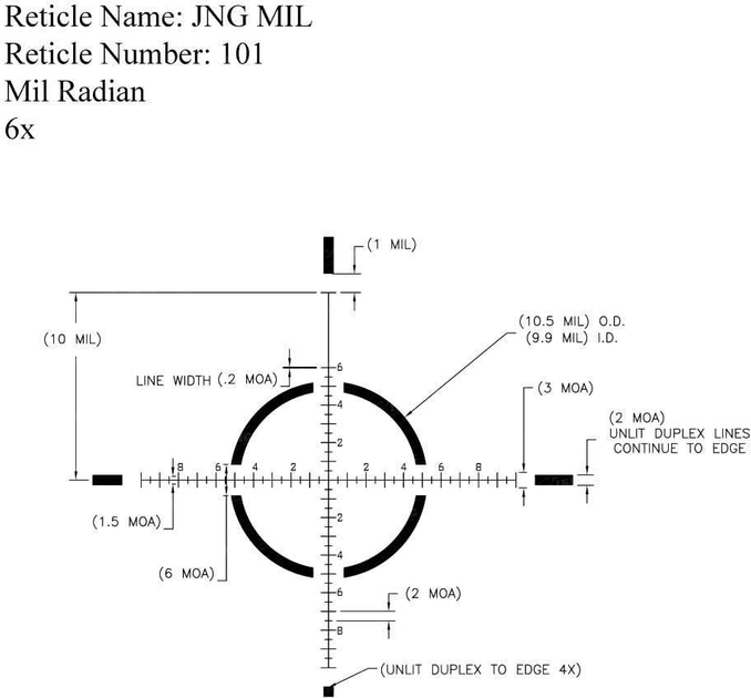 Прицел U.S. Optics SR-6S 1.5-6x28 F1 марка JNG MIL с подсветкой. МРАД (UVWXY) - изображение 4