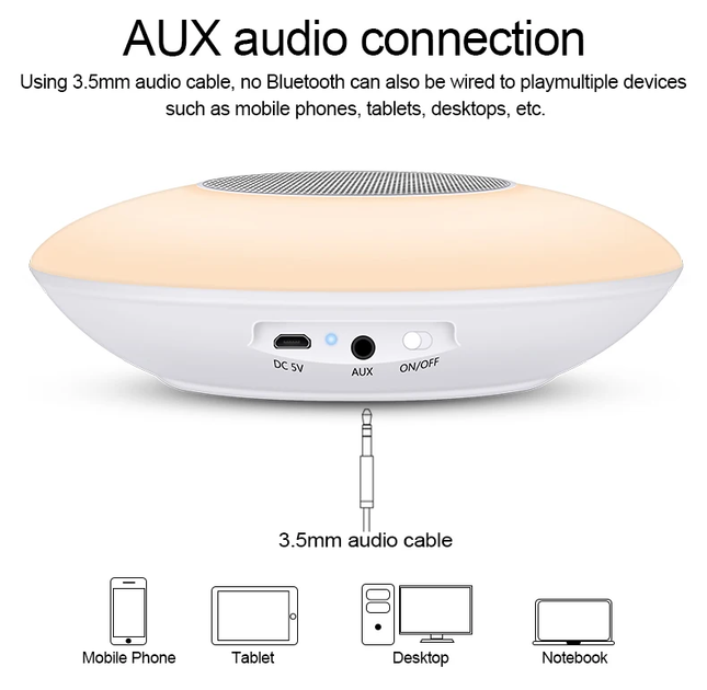 Сенсорний акумуляторний світильник із Bluetooth колонкою, VHG X6 Touch Lamp, Portable Speaker White - Фото 4 Сенсорний акумуляторний світильник із Bluetooth колонкою, VHG X6 Touch Lamp, Portable Speaker White - зображення 4