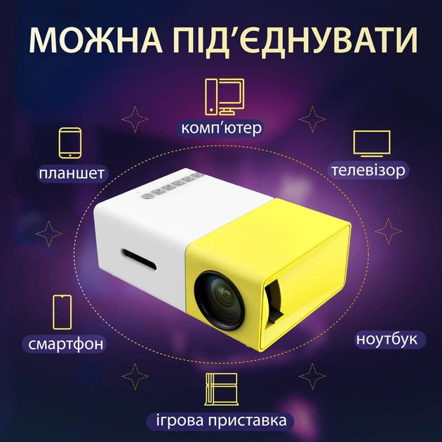 Проектор Senxin мини кинопроектор UR148WY и видеопроектор мультимедийный для домашнего кинотеатра с пультом ДУ и динамиком 1080p HD Led 220ВТ - изображение 6