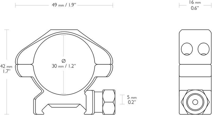 Кольца Hawke Precision Steel. d - 30 мм. Low. Weaver/Picatinny - изображение 2