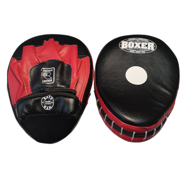 Лапы боксерские BOXER гнутые кожвинил красные - изображение 2