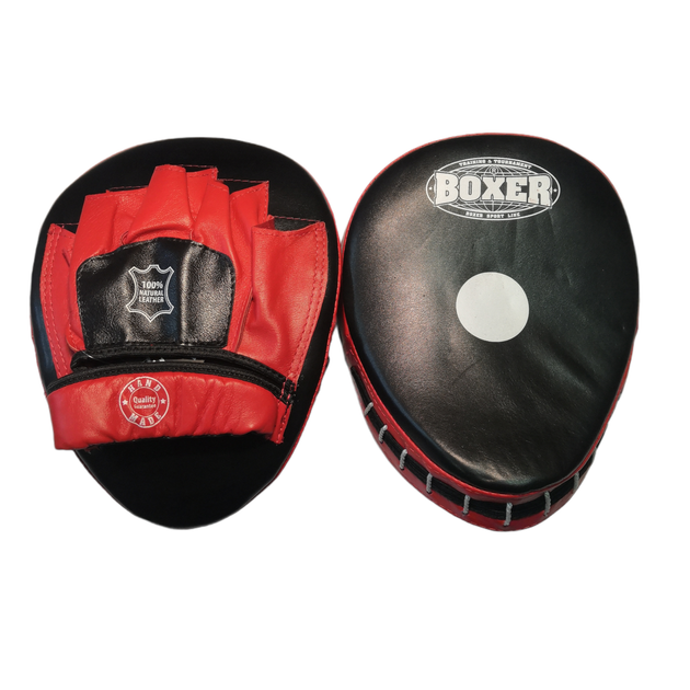 Лапи боксерські BOXER гнуті шкіра червоні - Фото 2 Лапи боксерські BOXER гнуті шкіра червоні - зображення 2