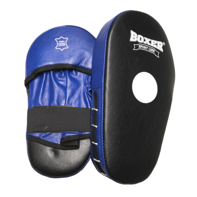 Лапы кикбоксерские BOXER кожа синие - Фото 3 Лапы кикбоксерские BOXER кожа синие - изображение 3