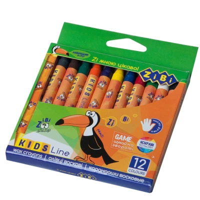 Карандаши цветные ZiBi Kids line восковые, 12 цветов (ZB.2481) - Фото 2 Карандаши цветные ZiBi Kids line восковые, 12 цветов (ZB.2481) - изображение 2