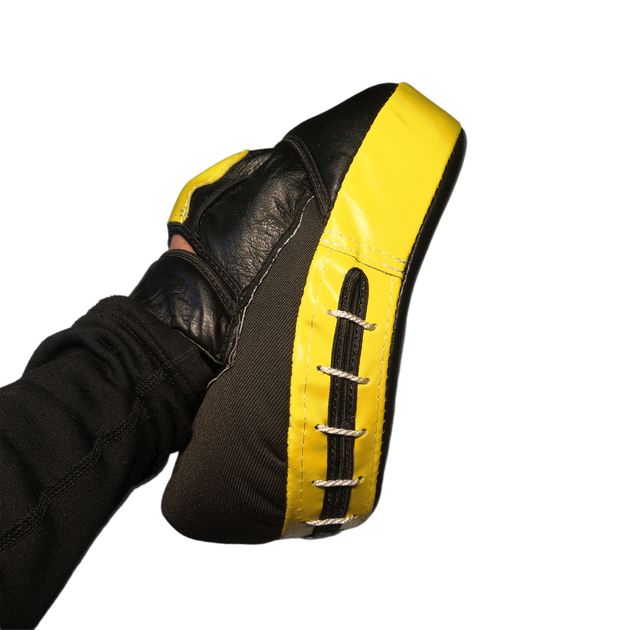 Лапы боксерские BOXER гнутые кожа Элит желтые - изображение 3