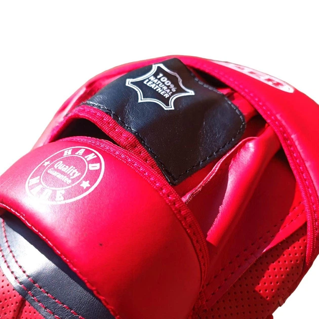 Лапы боксерские BOXER гнутые кожа Элит красный - изображение 4
