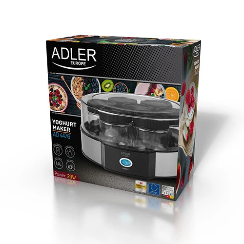 Йогуртниця Adler AD 4476, 7 скляних баночок по 200 мл, температура 42 °C, для домашнього йогурту - изображение 5