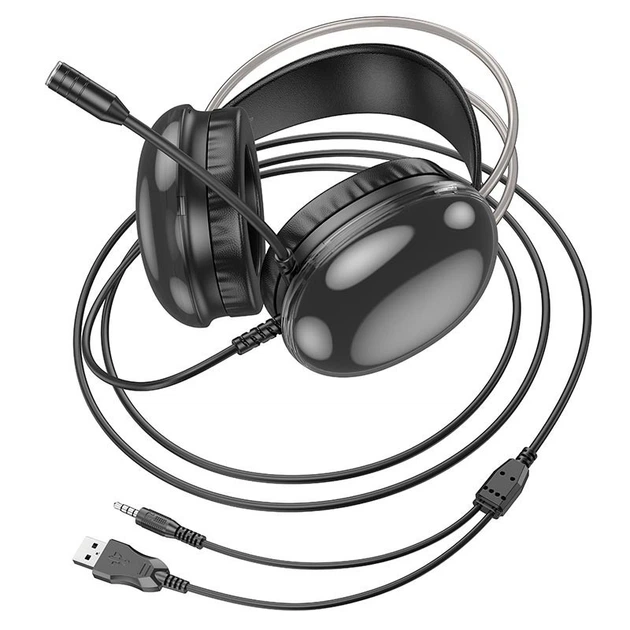 Наушники игровые с микрофоном HOCO Rich gaming headphones W109 RGB для Компьютер Ноутбук |AUX+USB, 2m| Черный - изображение 5