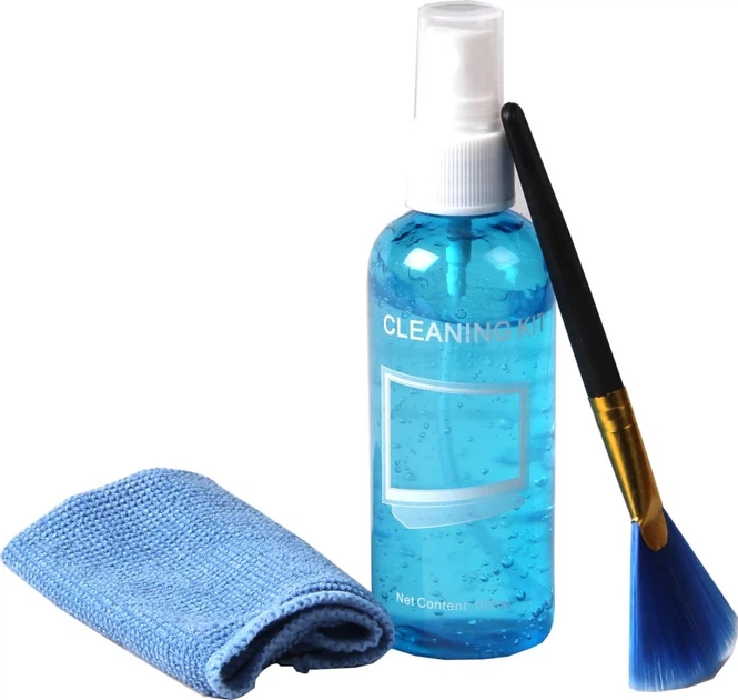 Набір для очищення дисплея монітора та офісної техніки Cleaning KIT (100 мл спрей, кисть, мікрофібра) - зображення 2