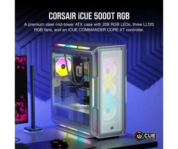 Корпус Corsair iCUE 5000T RGB Tempered Glass White (CC-9011231-WW) без БЖ - изображение 6
