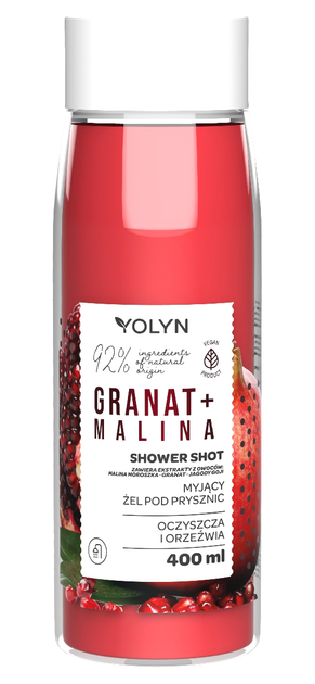 Żel pod prysznic Yolyn Shower Shot Granat + Malina 400 ml (5901785008579) - obraz 1