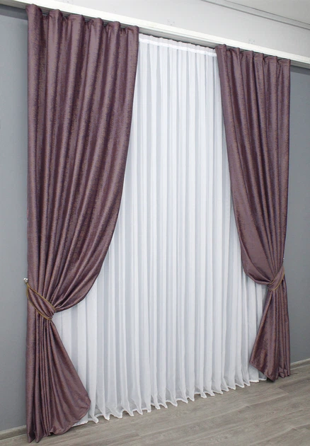 Комплект готовых штор VR-Textil Бархат № 1324ш Сливовый 100х270 см 2 шт (31-590) - Фото 3 Комплект готовых штор VR-Textil Бархат № 1324ш Сливовый 100х270 см 2 шт (31-590) - изображение 3