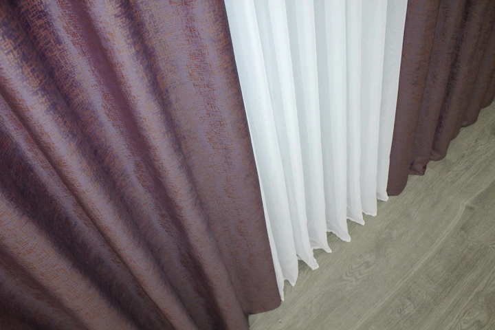 Комплект готовых штор VR-Textil Бархат № 1324ш Сливовый 100х270 см 2 шт (31-590) - Фото 7 Комплект готовых штор VR-Textil Бархат № 1324ш Сливовый 100х270 см 2 шт (31-590) - изображение 7