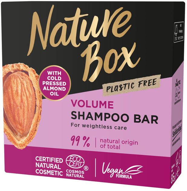 Твердий шампунь для волосся Nature Box Almond Oil надання об`єму з мигдальною олією 85 г (90443039) - зображення 1