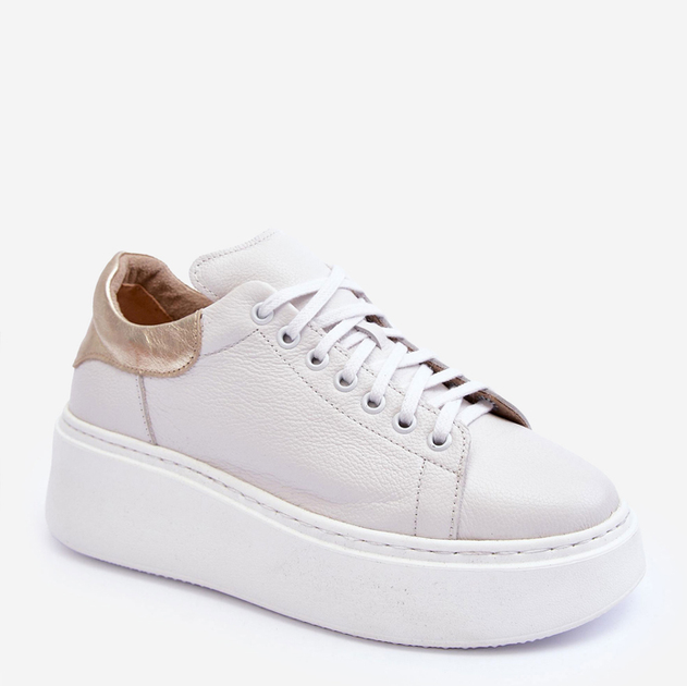 Sneakersy damskie ze skóry naturalnej Lemar 10150 38 Biały/Złoty (5905677919202) - obraz 2