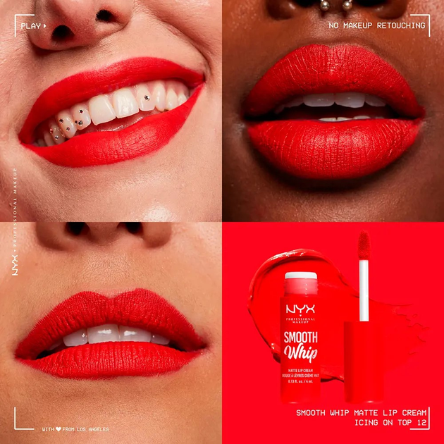 Рідка матова помада-крем для губ NYX Professional Makeup Smooth WHip 12 Incing On Top 4 мл (800897131289) - зображення 2