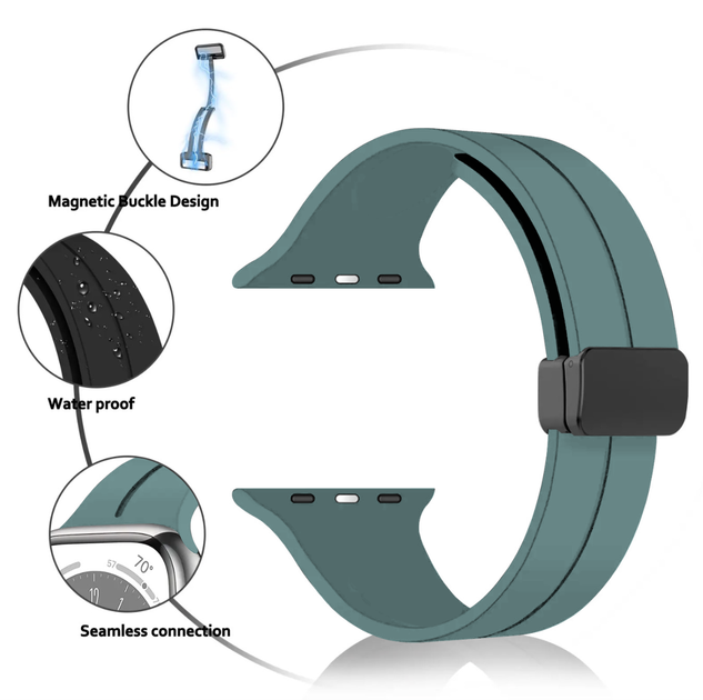 Силиконовый ремешок Fruct Magnetic Buckle для Apple Watch 42/44/45/46/49 mm Магнитная застежка Green - изображение 2