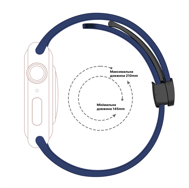 Силиконовый ремешок Fruct Magnetic Buckle для Apple Watch 42/44/45/46/49 mm Магнитная застежка Navy - изображение 3