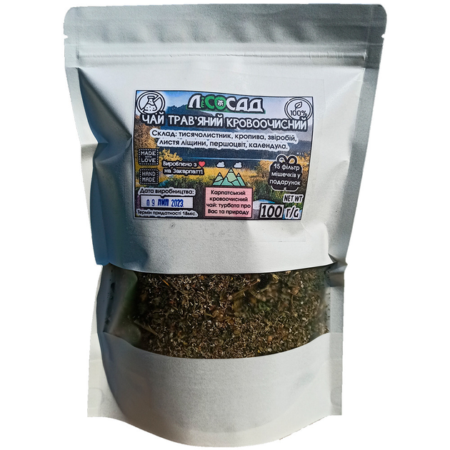 Чай травяной Кровоочистительный 100г + 15 фильтр мешочков Карпатский натуральный Лесосад - изображение 2
