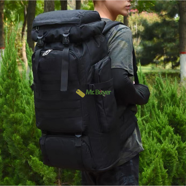 Туристический тактический рюкзак с раздвижным дном на 85 л 85х36х16 см Черный (25208) - изображение 2