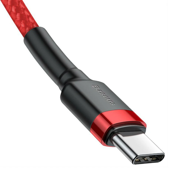 Кабель Baseus Cafule USB Cable Type-C-Type-C 3A 1m Red (CATKLF-G09) - Фото 3 Кабель Baseus Cafule USB Cable Type-C-Type-C 3A 1m Red (CATKLF-G09) - зображення 3