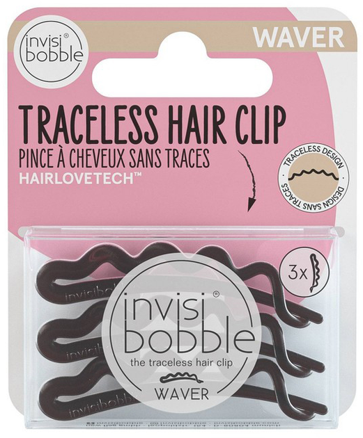 Spinka do włosów InvisiBobble Waver Pretty Dark Hair 3 szt (4260285389702) - obraz 1