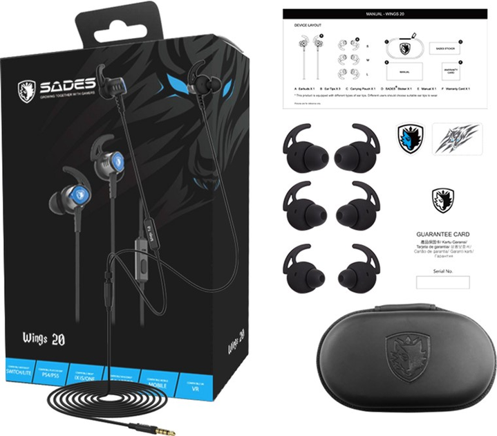 Słuchawki Sades SA-606 Wings 20 Black/Blue (SA-606/BK) - obraz 9