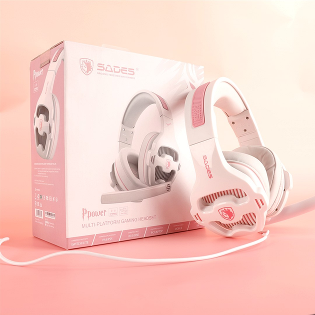 Навушники Sades SA-726 Ppower White/Pink - зображення 10